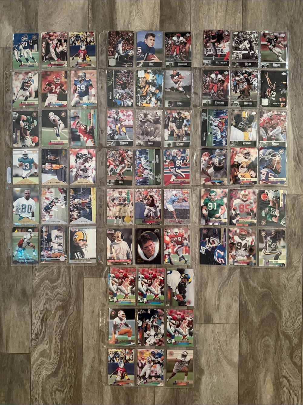 Assorted Football Card Lot with Blue, Green, Red Accents